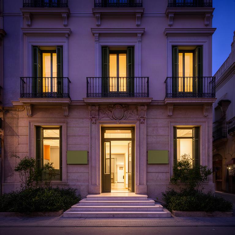 Fachada clásica de un despacho de abogados en Murcia al caer la tarde