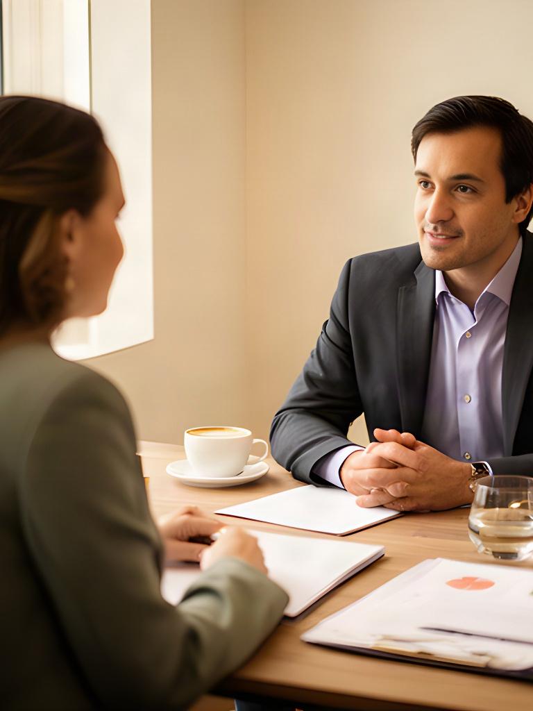 Cliente conversando con su abogado en una reunión de confianza en Murcia